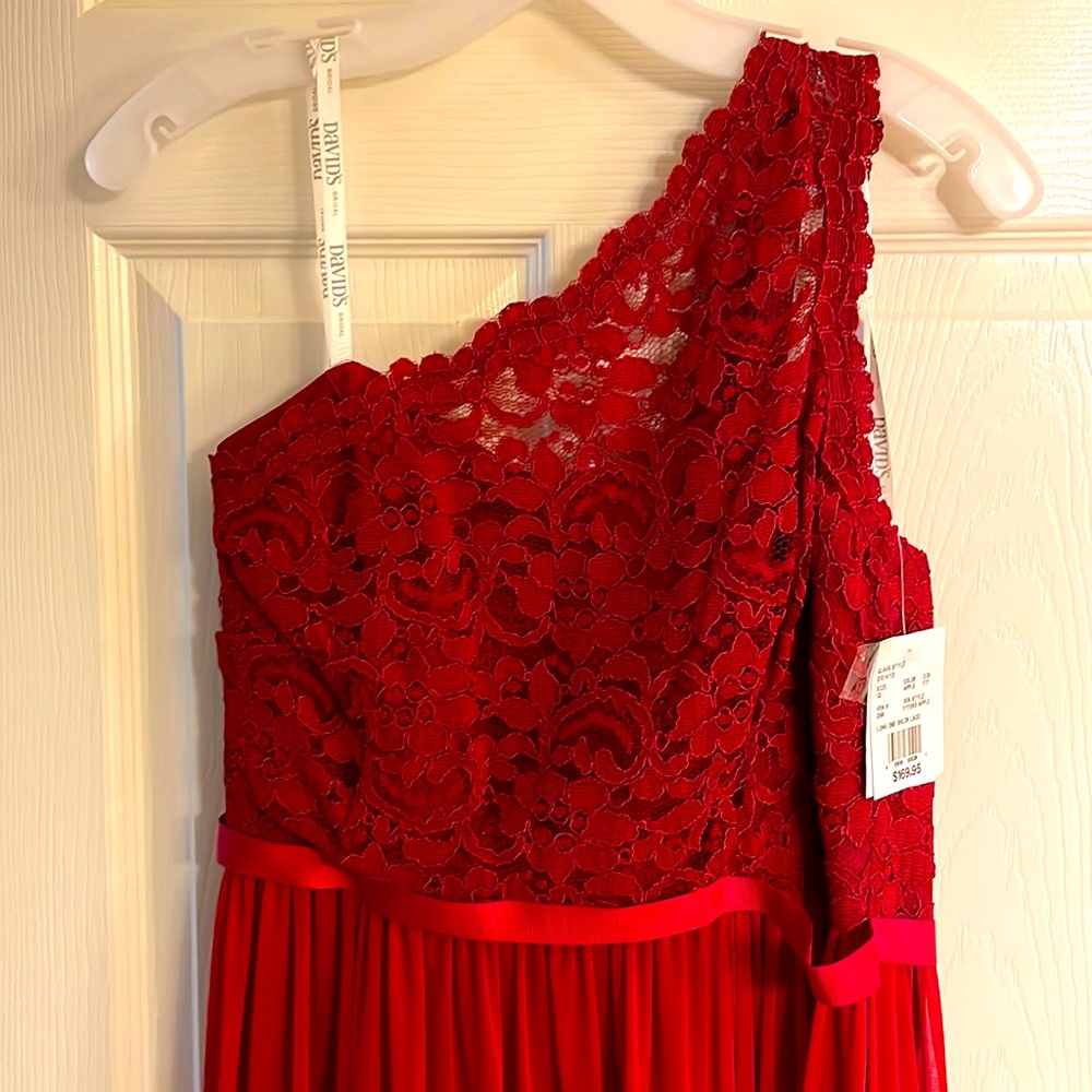 Off shoulder candy apple red dress
